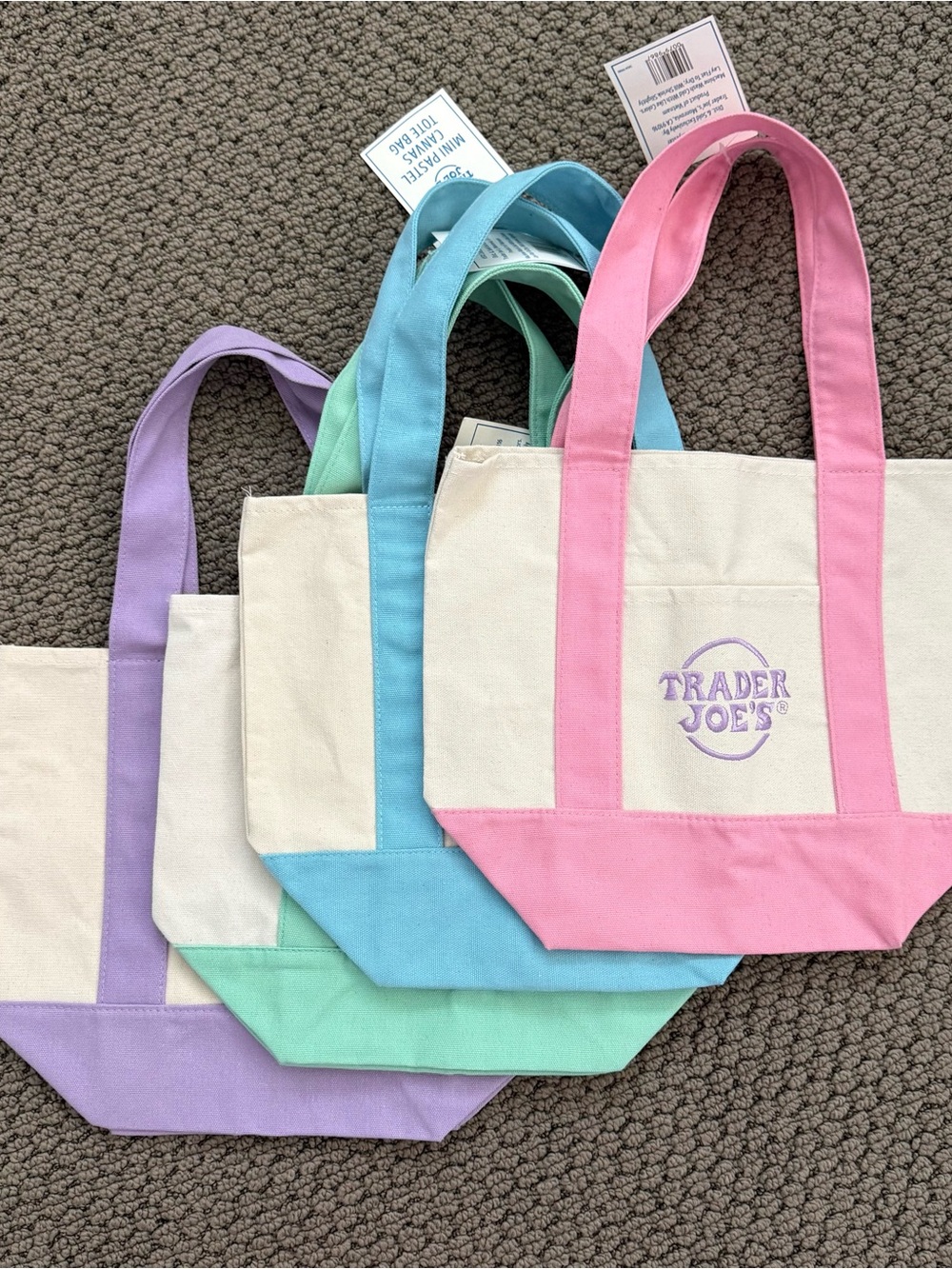 4 Trader Joe's Canvas Mini Tote Bags